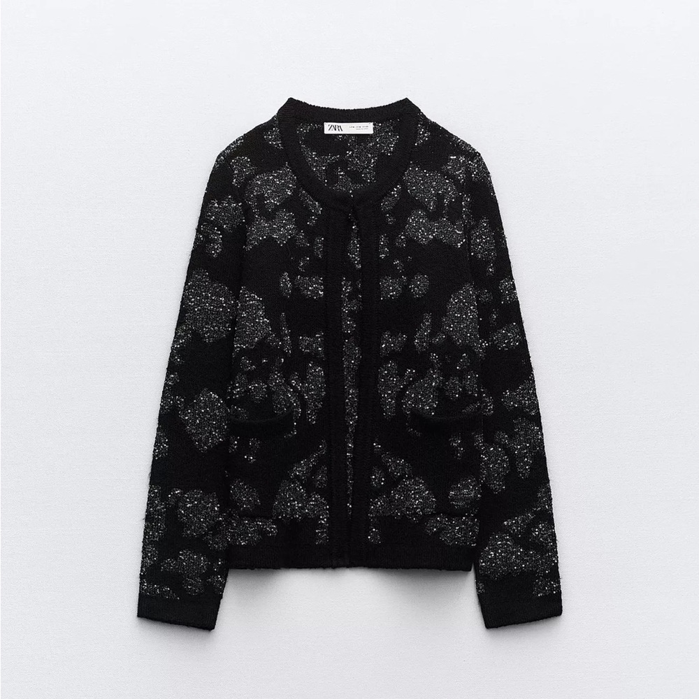 Zara Black Cardigan with Silver Accents
